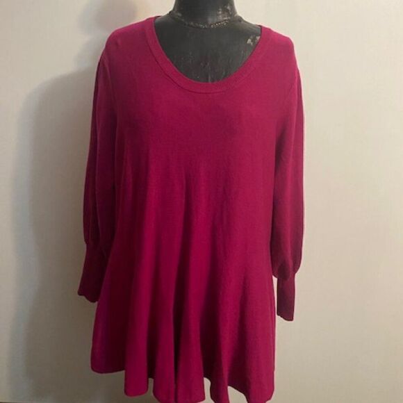 Catherine Malandrino Fushia Crew Neck Peplum sweater, size 2X - Picture 1 of 4